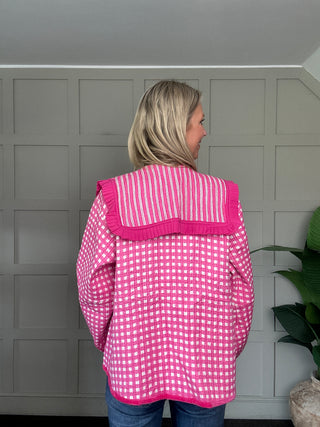 Thalia Reversible Sailor Collar Jacket - Blue, Pink, Red