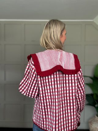 Thalia Reversible Sailor Collar Jacket - Blue, Pink, Red