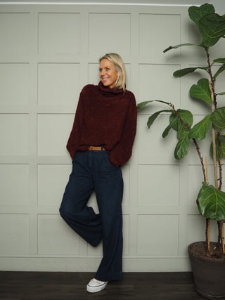 Kilky Super Soft Polo Neck - Burgundy and Khaki