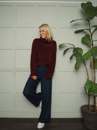 Kilky Super Soft Polo Neck - Burgundy and Khaki