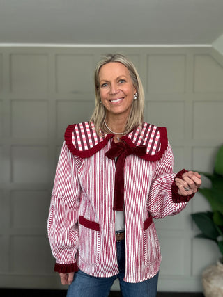 Thalia Reversible Sailor Collar Jacket - Blue, Pink, Red