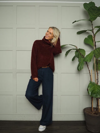 Kilky Super Soft Polo Neck - Burgundy and Khaki