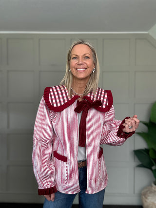 Thalia Reversible Sailor Collar Jacket - Blue, Pink, Red