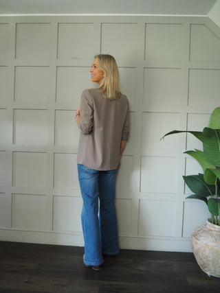 Shirley Lightweight Blazer with Pockets and No Fastenings by Soaked - Black, Mushroom, Navy Blue, Silver Blue
