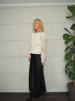 Nicolette Satin Maxi Slip Skirt by Moss Copenhagen - Black, Blue, Dark Khaki, Mushroom