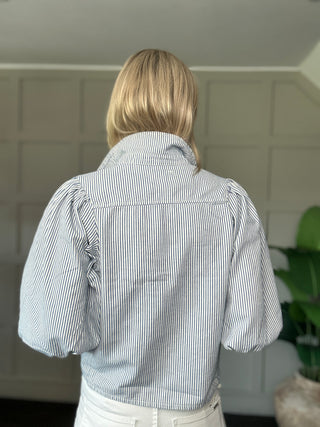 Vanessa Stripe Denim Shirt - Blue/Off White and Red/Off White