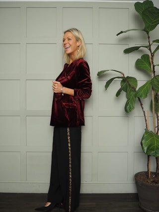 Cherras Tailored Trousers with Gold Sequin Side Stripes &amp; Front Pleats by Part Two - Black