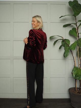 Cherras Tailored Trousers with Gold Sequin Side Stripes &amp; Front Pleats by Part Two - Black