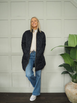 Olilas Lightweight Quilted Puffa Coat by Part Two - Navy Blue and Burgundy