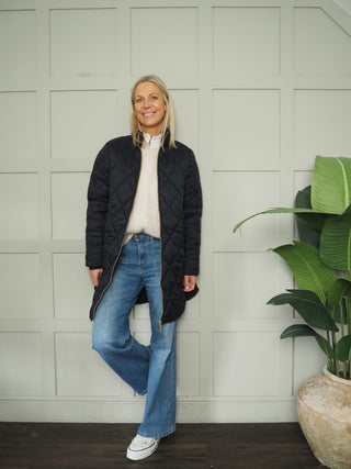 Olilas Lightweight Quilted Puffa Coat by Part Two - Navy Blue and Burgundy