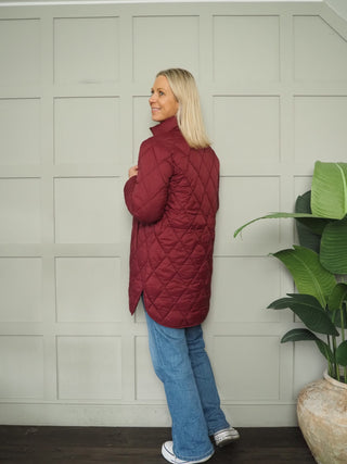 Olilas Lightweight Quilted Puffa Coat by Part Two - Navy Blue and Burgundy