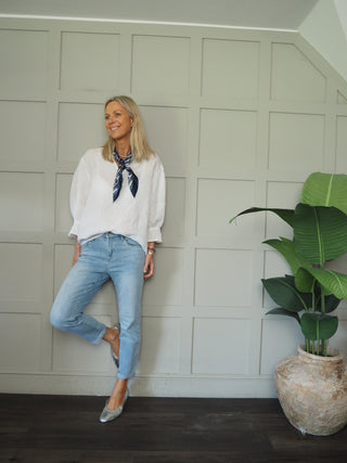 Marlborough Straight Leg Classic Jeans - Dark Denim Blue, Denim Blue, Ecru, Light Denim, White
