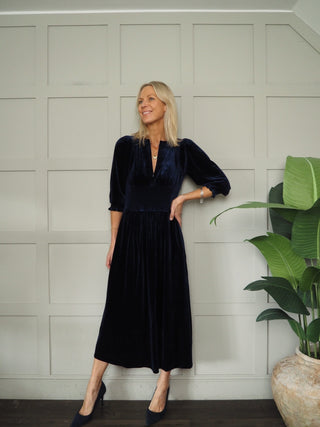 Vanissa Velvet Dress with Zip Detail by Part Two - Green, Blue