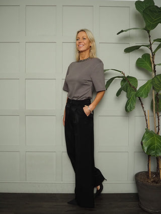 Magana Embellished Short Sleeve Blouse by Soaked - Ecru and Grey