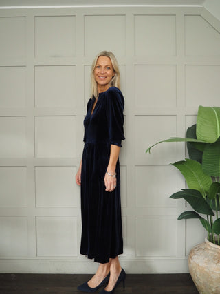 Vanissa Velvet Dress with Zip Detail by Part Two - Green, Blue