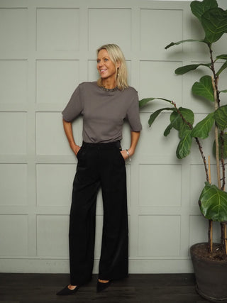 Magana Embellished Short Sleeve Blouse by Soaked - Ecru and Grey