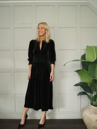 Vanissa Velvet Dress with Zip Detail by Part Two - Green, Blue