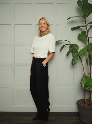 Magana Embellished Short Sleeve Blouse by Soaked - Ecru and Grey