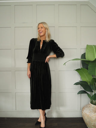 Vanissa Velvet Dress with Zip Detail by Part Two - Green, Blue