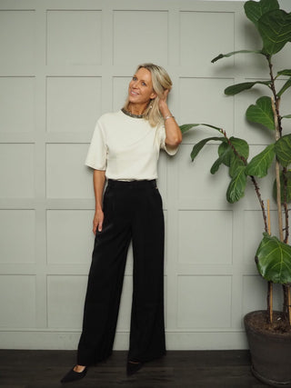 Magana Embellished Short Sleeve Blouse by Soaked - Ecru and Grey