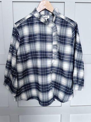 Pamala Checked Blouse by Soaked - Ecru/Grey/Navy