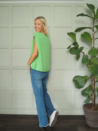 Joylynne Sleeveless Cardigan with Front Buttons - Bright Green, Bright Pink, Oatmeal