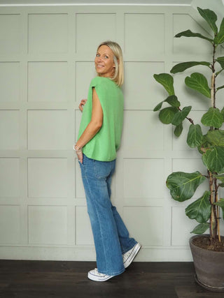 Joylynne Sleeveless Cardigan with Front Buttons - Bright Green, Bright Pink, Oatmeal