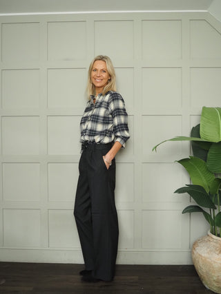 Malodi Pinstripe Tailored Trousers by Soaked - Charcoal