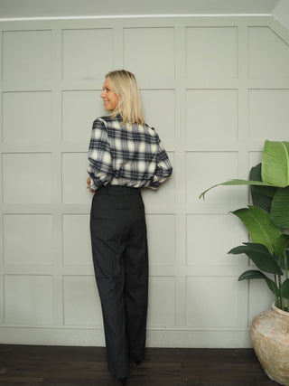 Malodi Pinstripe Tailored Trousers by Soaked - Charcoal