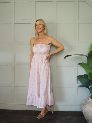 Kath Gingham Strapless Dress - Blue, Green, Pink