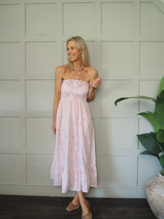 Kath Gingham Strapless Dress - Blue, Green, Pink