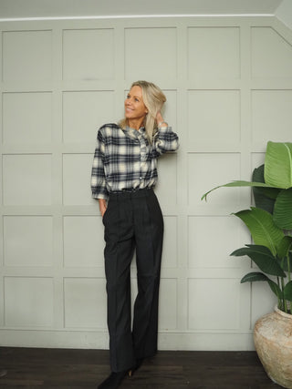 Malodi Pinstripe Tailored Trousers by Soaked - Charcoal