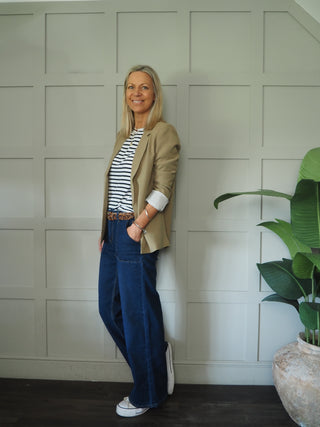 Dax Mid Rise Wide Leg Jeans - Dark Indigo, Light Denim, Mid Blue