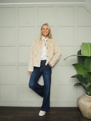 Lottie Faux Fur Jacket - Mink, Oatmeal