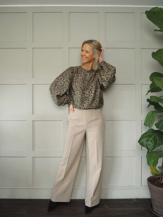 Karitta Long Sleeve Blouse by Moss Copenhagen - Camel with Black