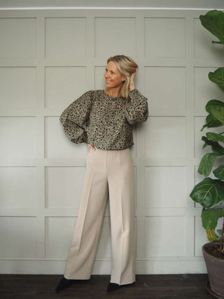 Karitta Long Sleeve Blouse by Moss Copenhagen - Camel with Black