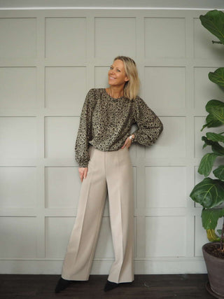 Karitta Long Sleeve Blouse by Moss Copenhagen - Camel with Black