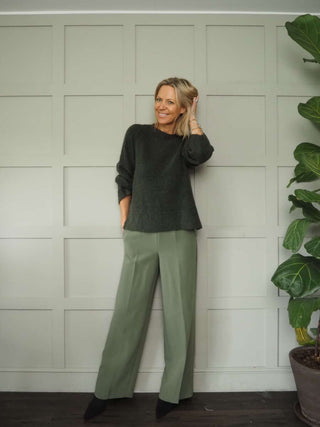 Carola Tailored Wide Leg Trousers by Moss Copenhagen - Black, Camel, Khaki