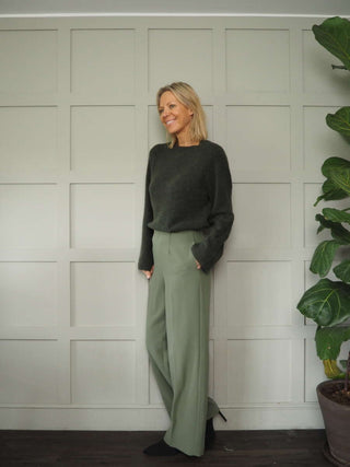 Carola Tailored Wide Leg Trousers by Moss Copenhagen - Black, Camel, Khaki