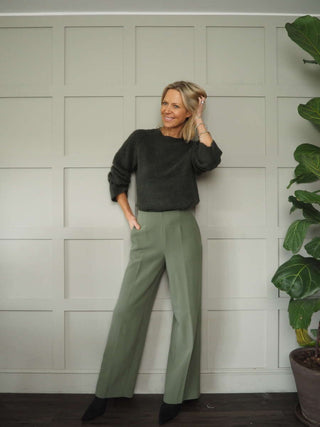 Carola Tailored Wide Leg Trousers by Moss Copenhagen - Black, Camel, Khaki