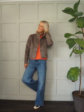 Lianna Funnel Neck Jacket By Moss Copenhagen - Walnut