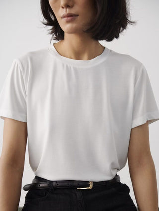 Columbine Silky Soft CREW Neck T Shirt by Soaked - Off White