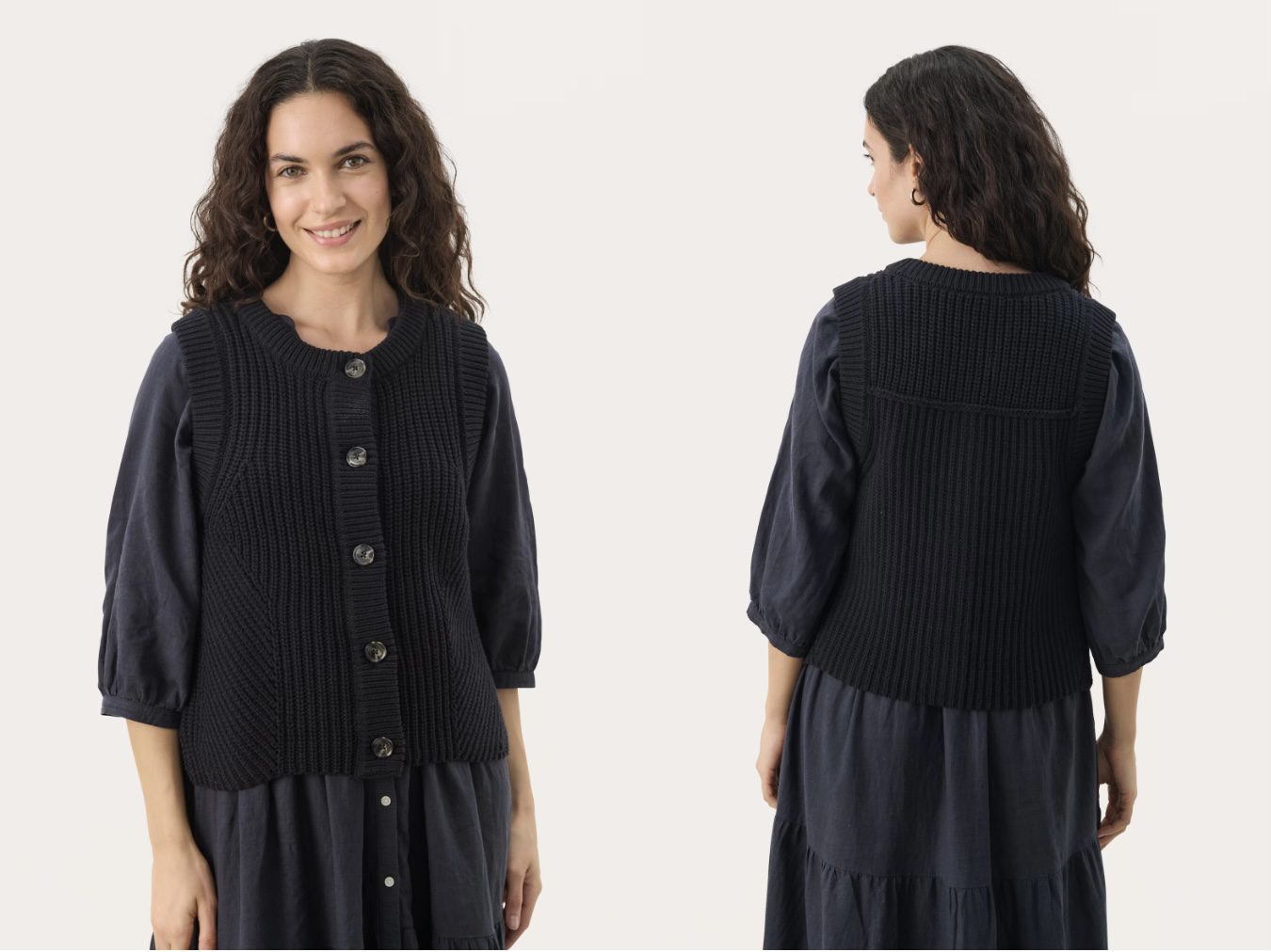 Noemie Sleeveless Cardigan by Part Two - Dark Navy Blue – Bricks
