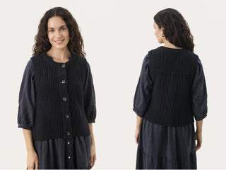 Noemie Sleeveless Cardigan by Part Two - Dark Navy Blue