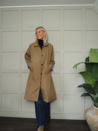 Brooke Trench Coat - Camel, Navy Blue