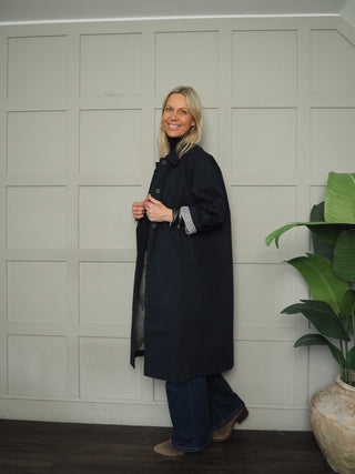 Brooke Trench Coat - Camel, Navy Blue