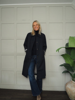 Brooke Trench Coat - Camel, Navy Blue