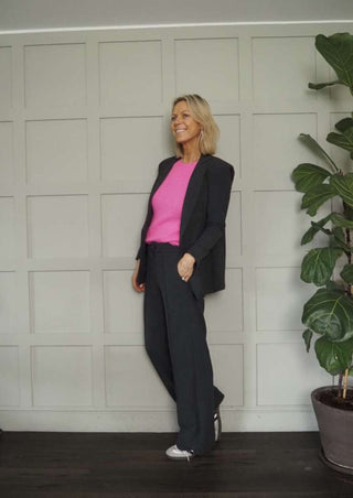Karina Blazer and Trouser Set - Charcoal and Light Grey