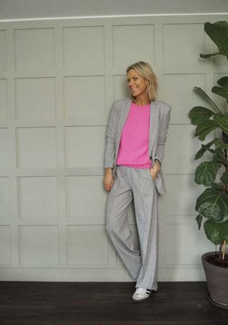 Karina Blazer and Trouser Set - Charcoal and Light Grey