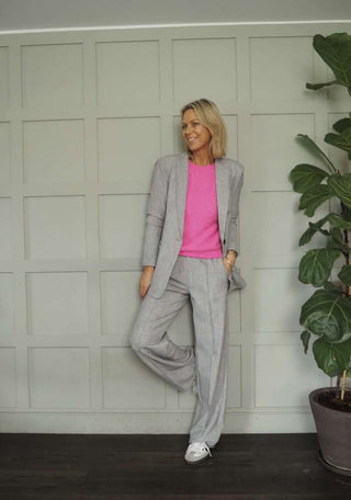 Karina Blazer and Trouser Set - Charcoal and Light Grey